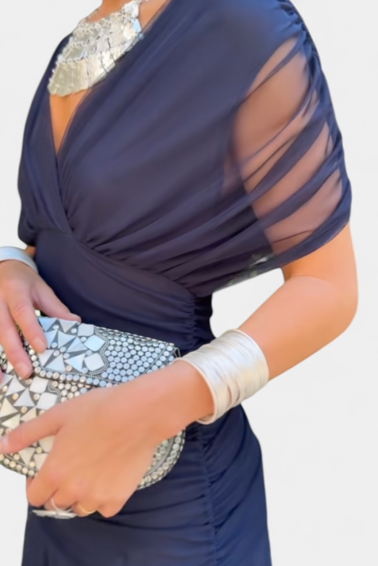 Women's Off-Shoulder Ruched Evening Dress