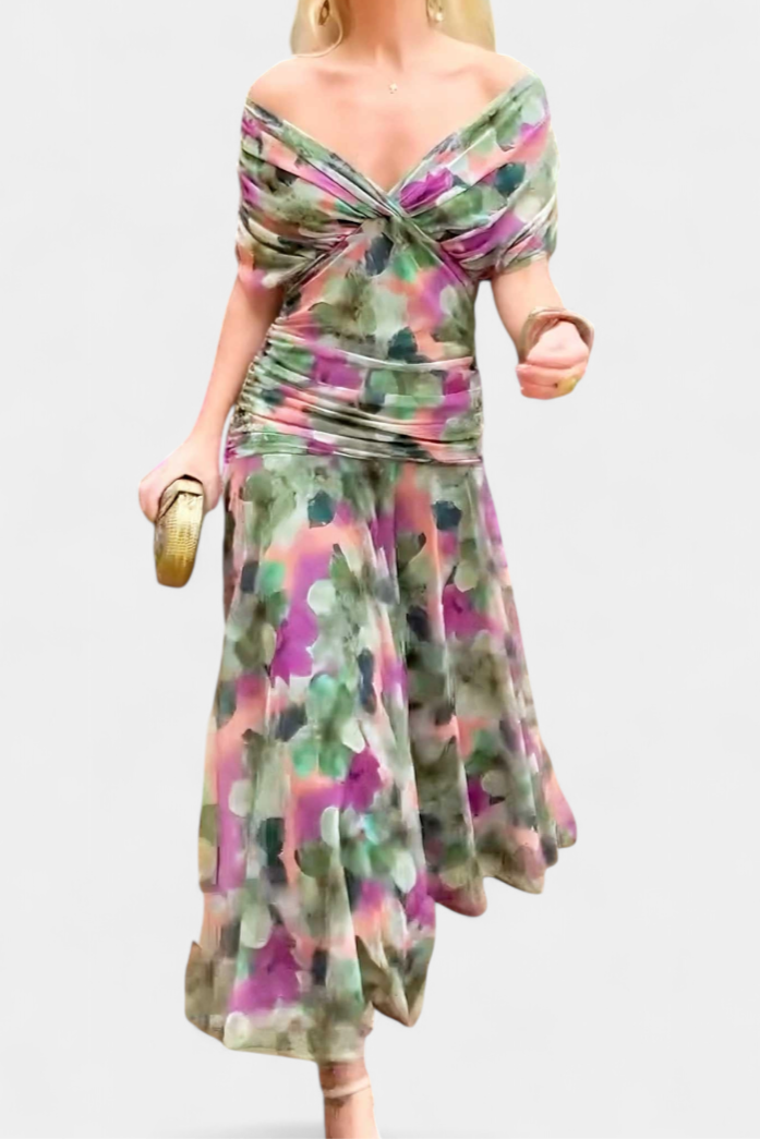 Women's Off-Shoulder Ruched Evening Dress