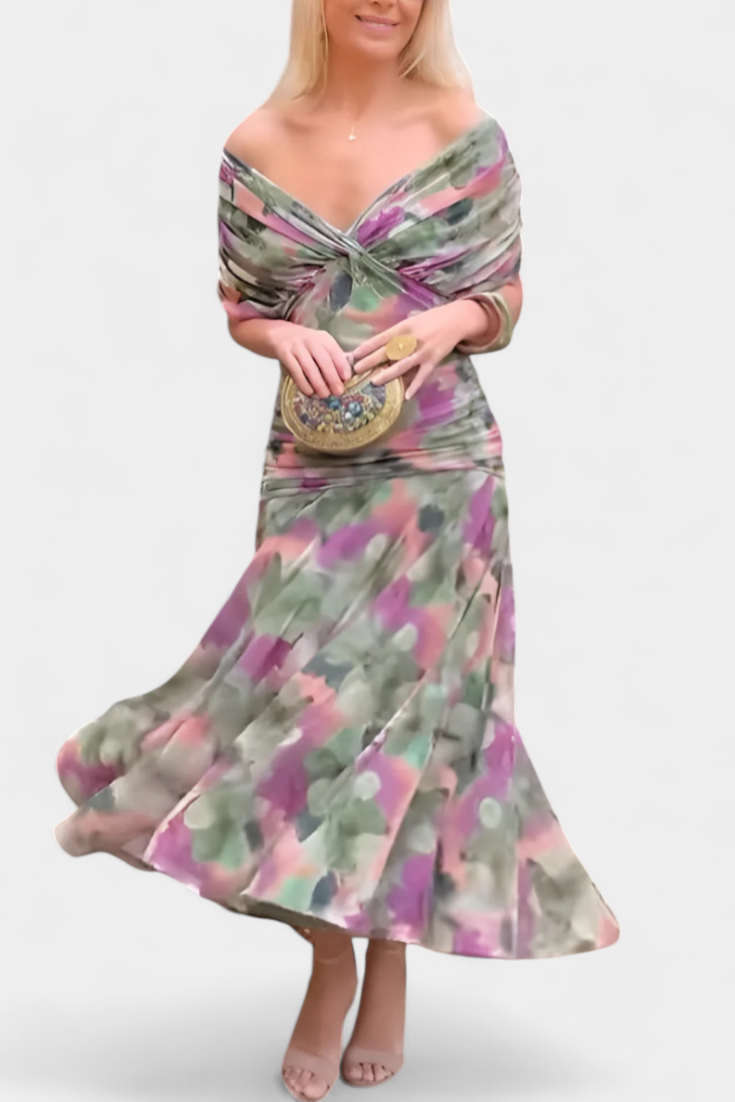 Women's Off-Shoulder Ruched Evening Dress