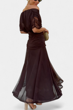 Women's Off-Shoulder Ruched Evening Dress