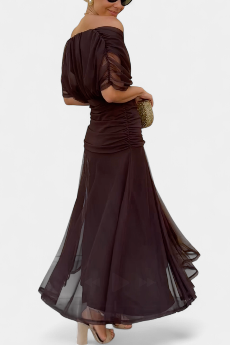 Women's Off-Shoulder Ruched Evening Dress