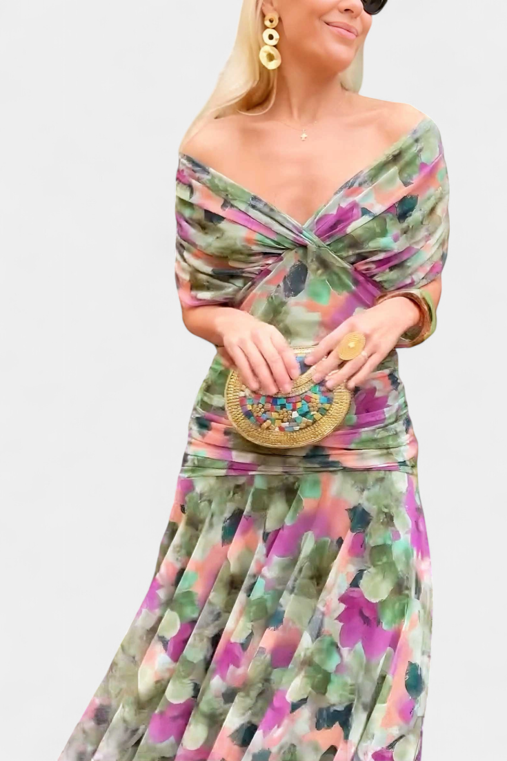 Women's Off-Shoulder Ruched Evening Dress