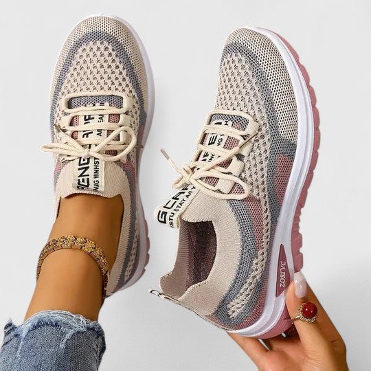 Kacob | Women's Orthopaedic Knit Mesh Lace-Up Trainers – Arch Support Walking Trainers