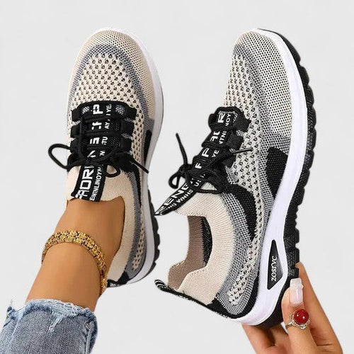 Kacob | Women's Orthopaedic Knit Mesh Lace-Up Trainers – Arch Support Walking Trainers