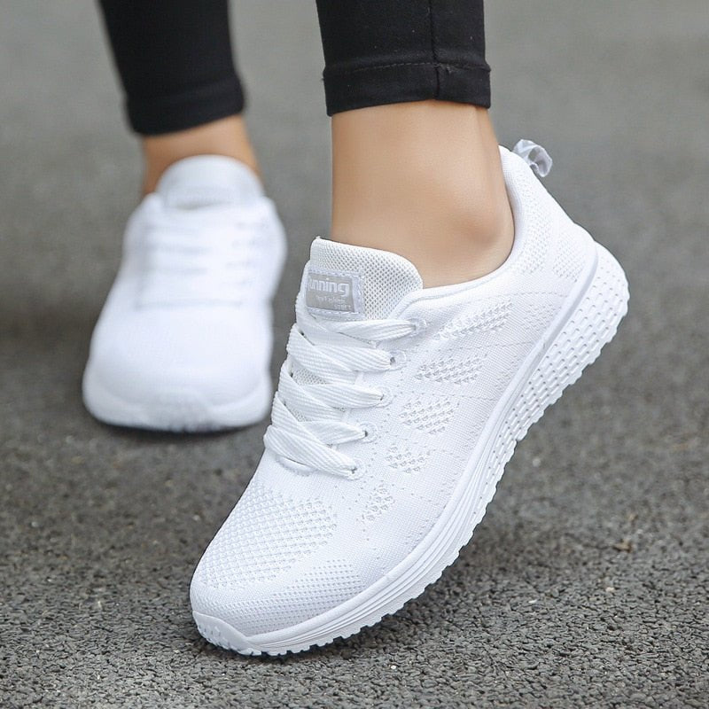 Kacob | Women's Orthopaedic Lace-Up Knit Trainers – Wide Fit Walking Trainers