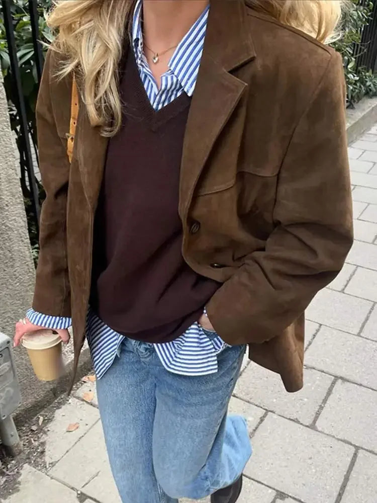 Kacob | Women's Oversized Blazer – Structured Shoulder Boyfriend Blazer