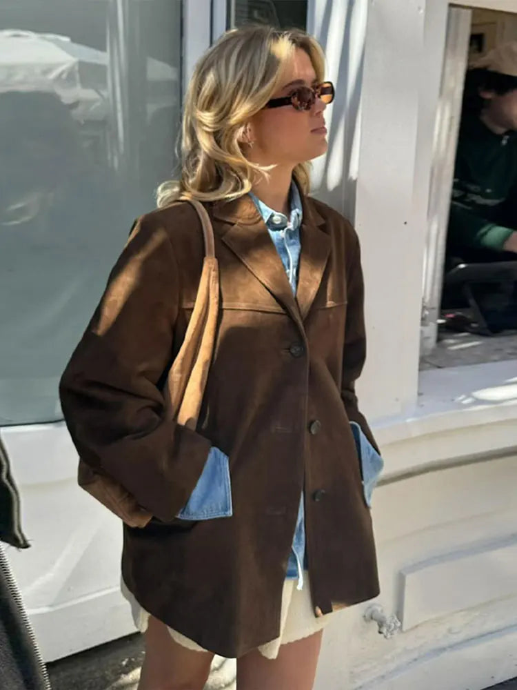 Kacob | Women's Oversized Blazer – Structured Shoulder Boyfriend Blazer