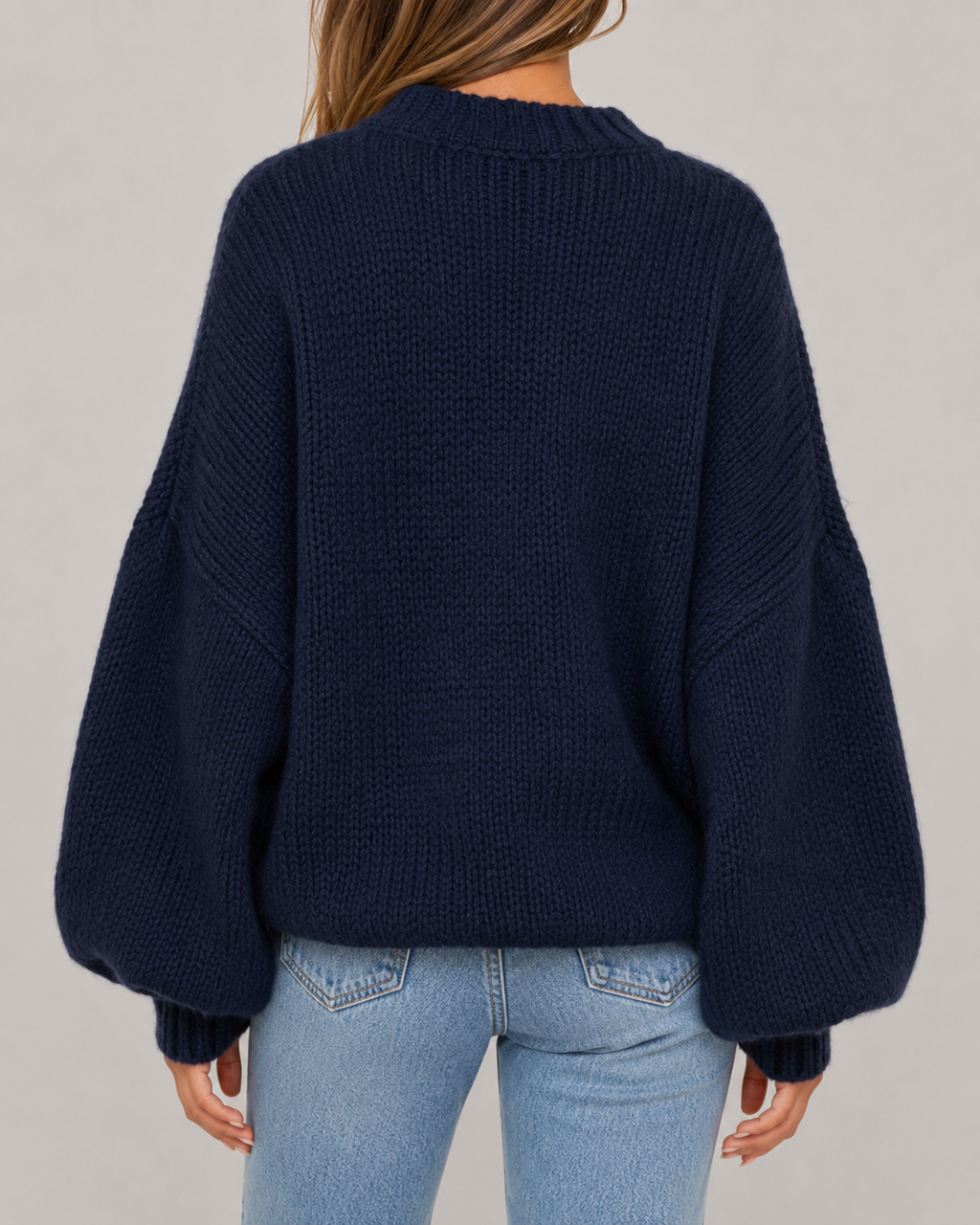 Women's Oversized Chunky Knit Jumper – Balloon Sleeves