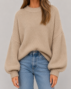 Women's Oversized Chunky Knit Jumper – Balloon Sleeves