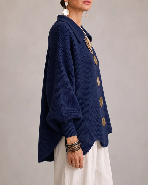 Kacob | Women's Oversized Collared Knitted Cardigan – Button Front Cardigan Sweater