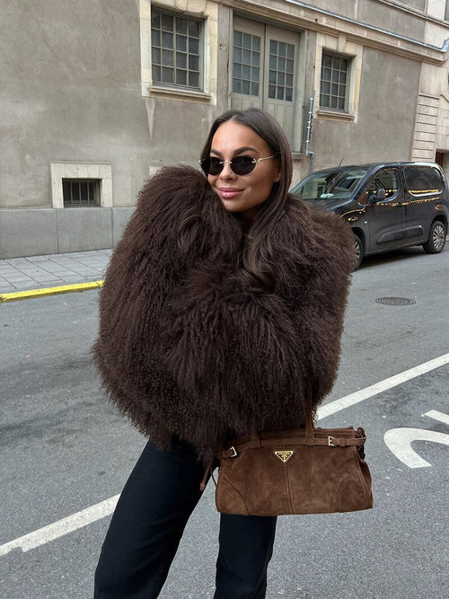 Kacob | Women's Oversized Faux Fur Coat – Relaxed Fluffy Fur Coat for Winter