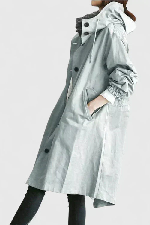 Kacob | Women's Oversized Hooded Longline Coat with Elastic Cuffs – Everyday Winter Coat