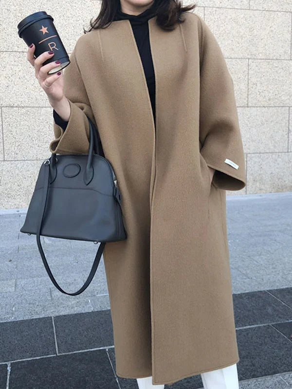 Kacob | Women's Oversized Longline Coat – Open Front Winter Coat