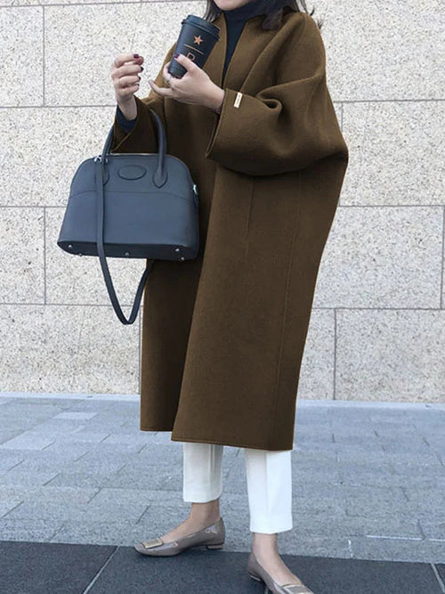 Kacob | Women's Oversized Longline Coat – Open Front Winter Coat
