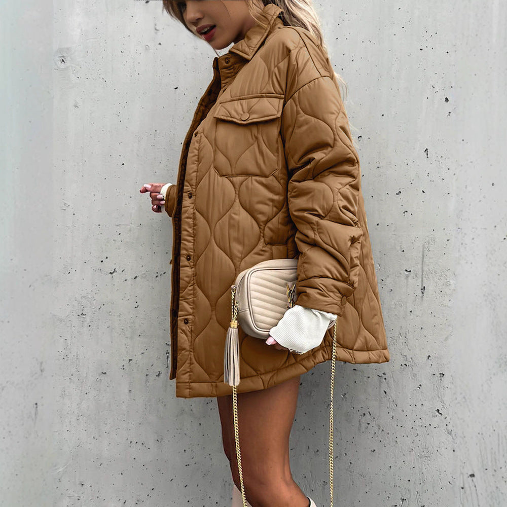 Kacob | Women's Oversized Quilted Shacket – Button Front Quilted Jacket