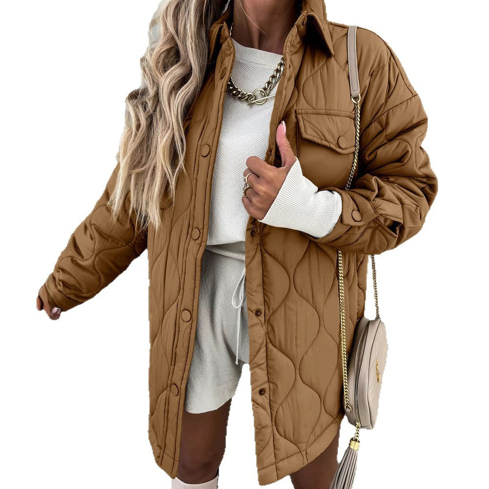 Kacob | Women's Oversized Quilted Shacket – Button Front Quilted Jacket