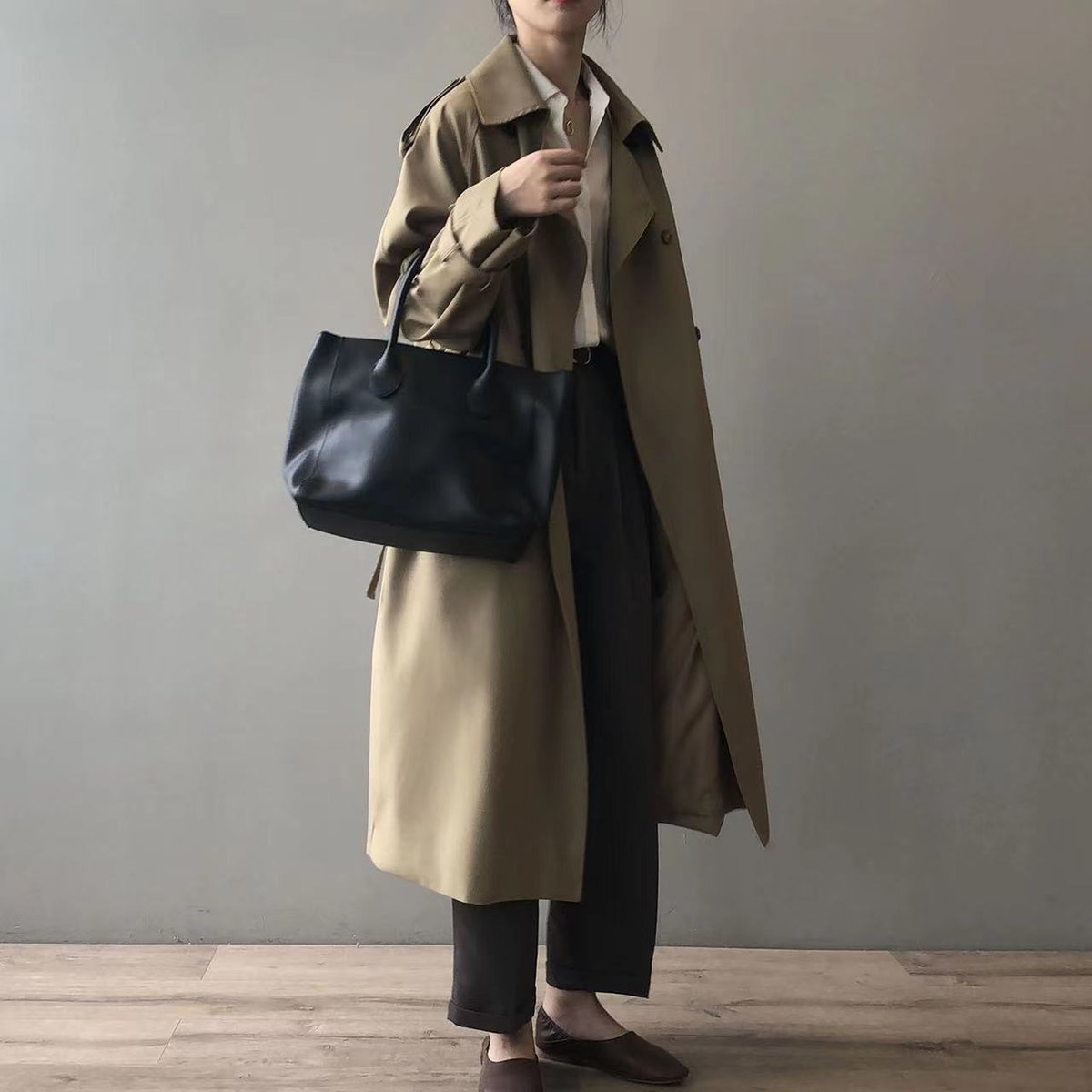 Kacob | Women's Oversized Trench Coat – Long Double Breasted Belted Mac