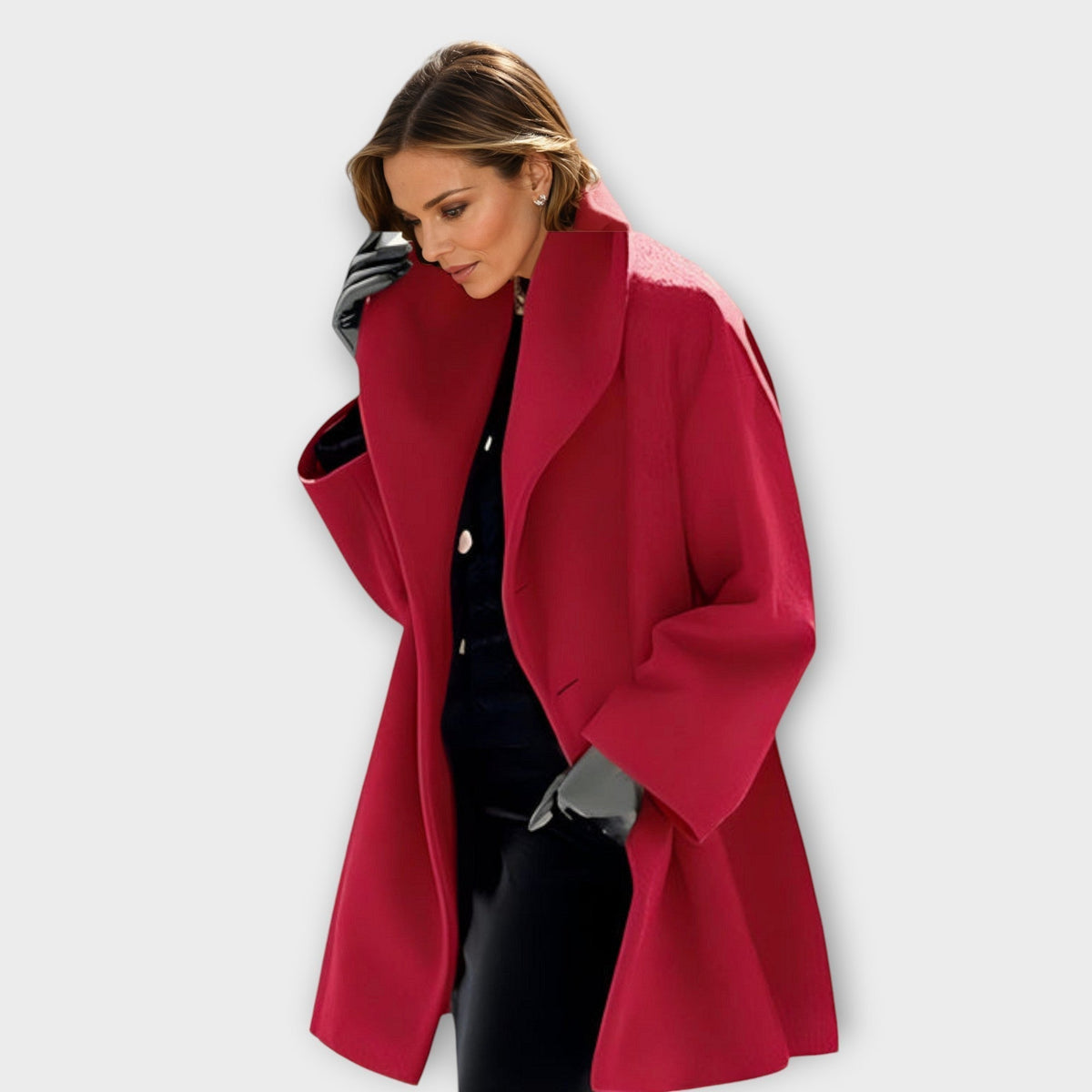 Women's Oversized Wide Collar Winter Coat – Wrap Front Swing Coat