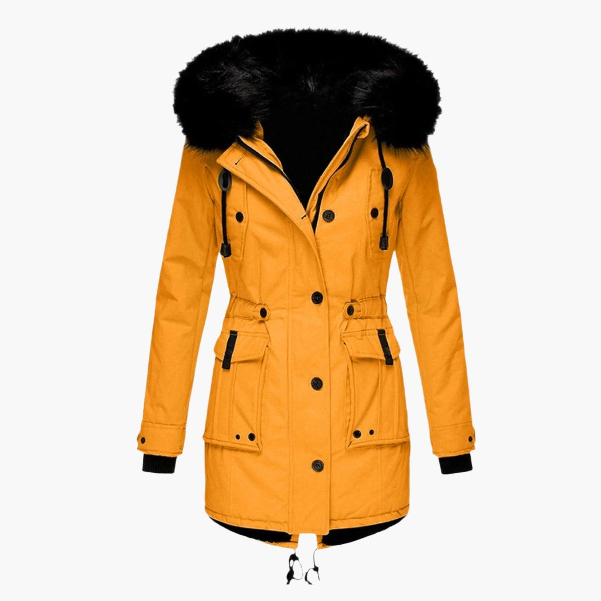 Kacob | Women's Padded Parka With Faux Fur Hood – Drawstring Waist Winter Coat