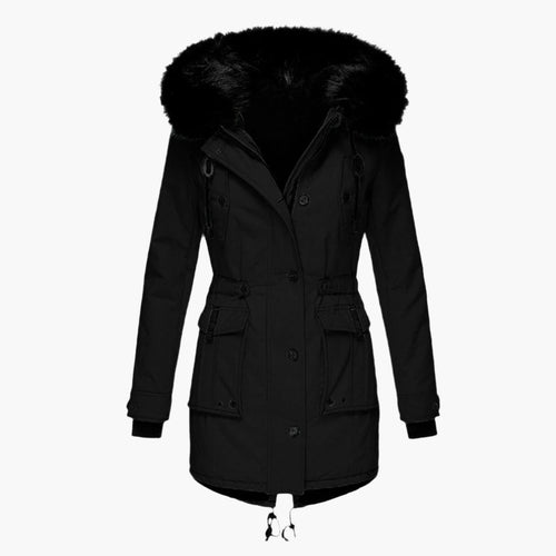 Kacob | Women's Padded Parka With Faux Fur Hood – Drawstring Waist Winter Coat