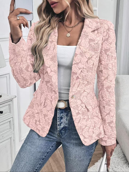 Kacob | Women's Paisley Jacquard Fitted Blazer – Tailored Jacket for Work