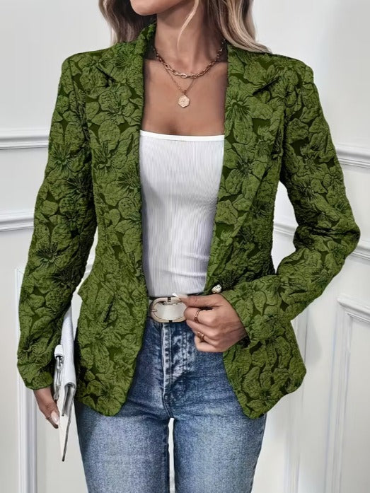 Kacob | Women's Paisley Jacquard Fitted Blazer – Tailored Jacket for Work