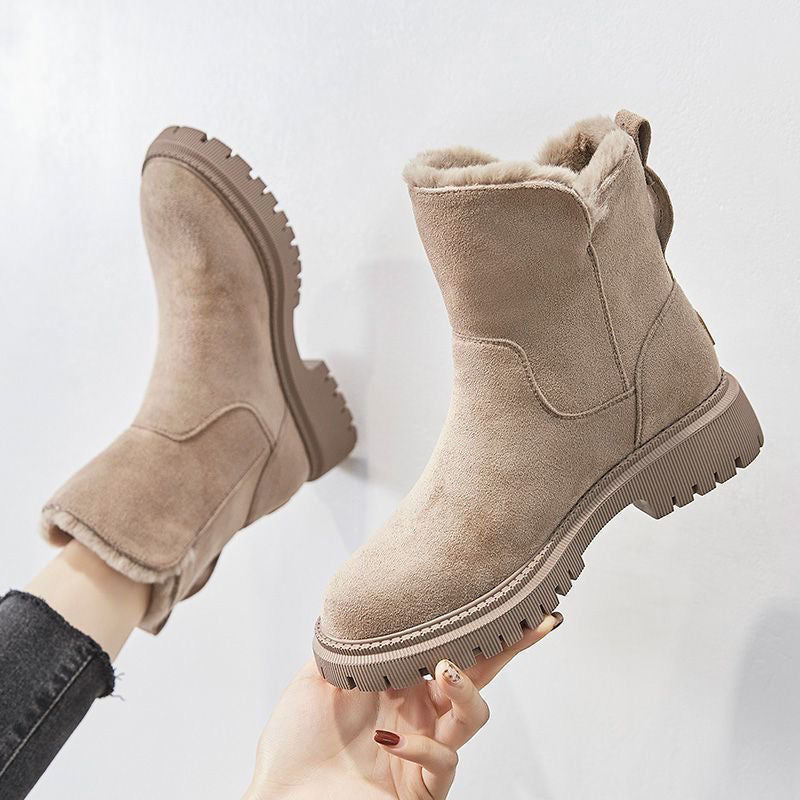 Kacob | Women's Platform Chelsea Boots – Faux Fur Trim Winter Ankle Boots