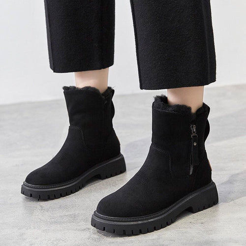 Kacob | Women's Platform Chelsea Boots – Faux Fur Trim Winter Ankle Boots
