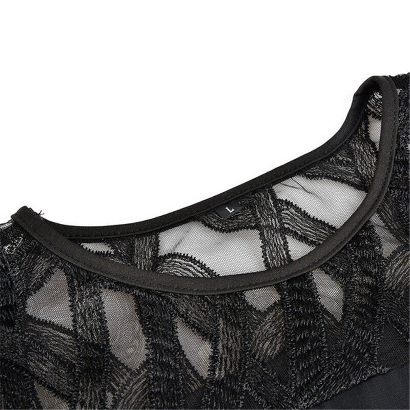 Women's Plus Size Mesh Sleeve Layered Midi Dress