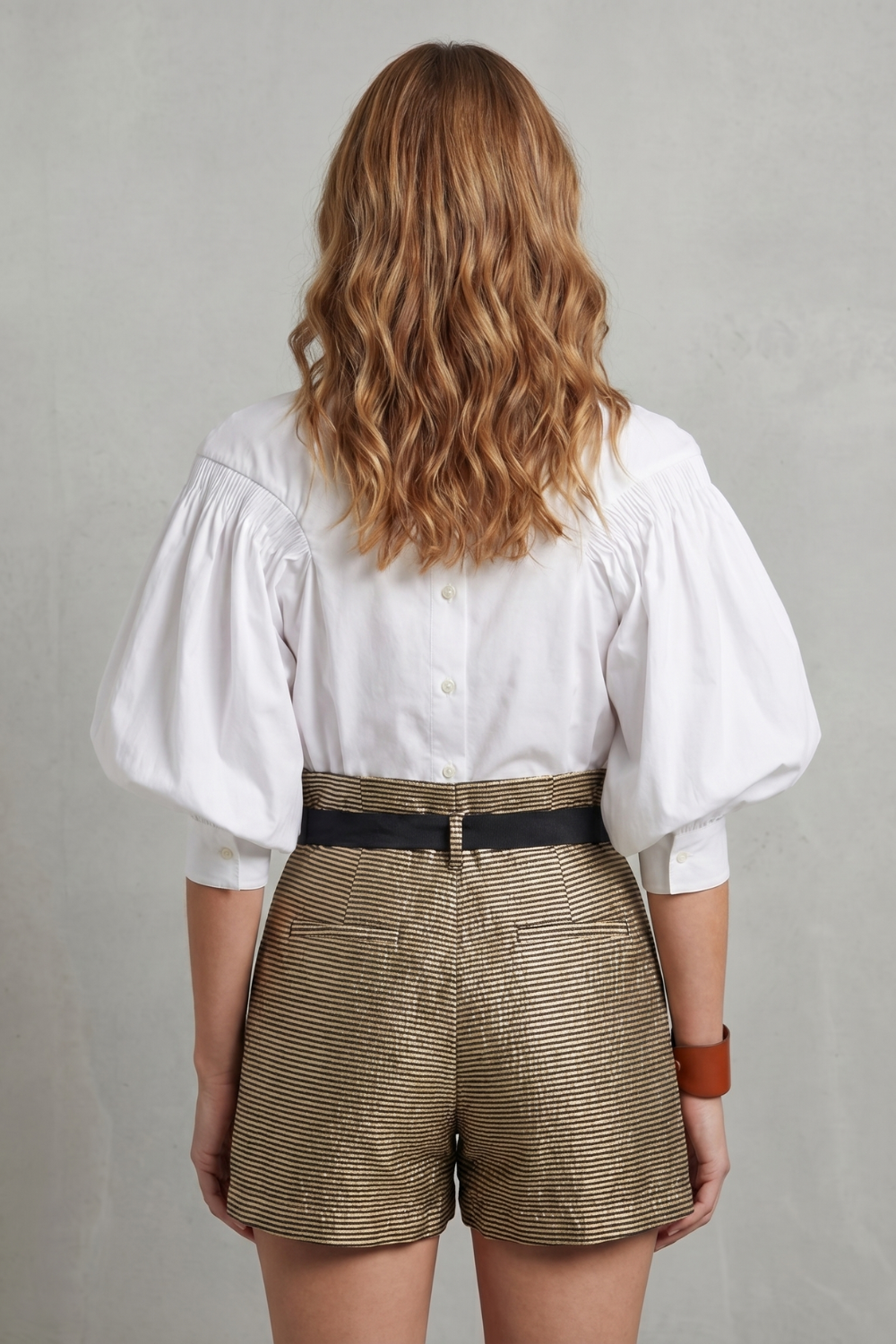 Women's Puff Sleeve Blouse – Voluminous Short Puff Sleeve Button Detail Blouse