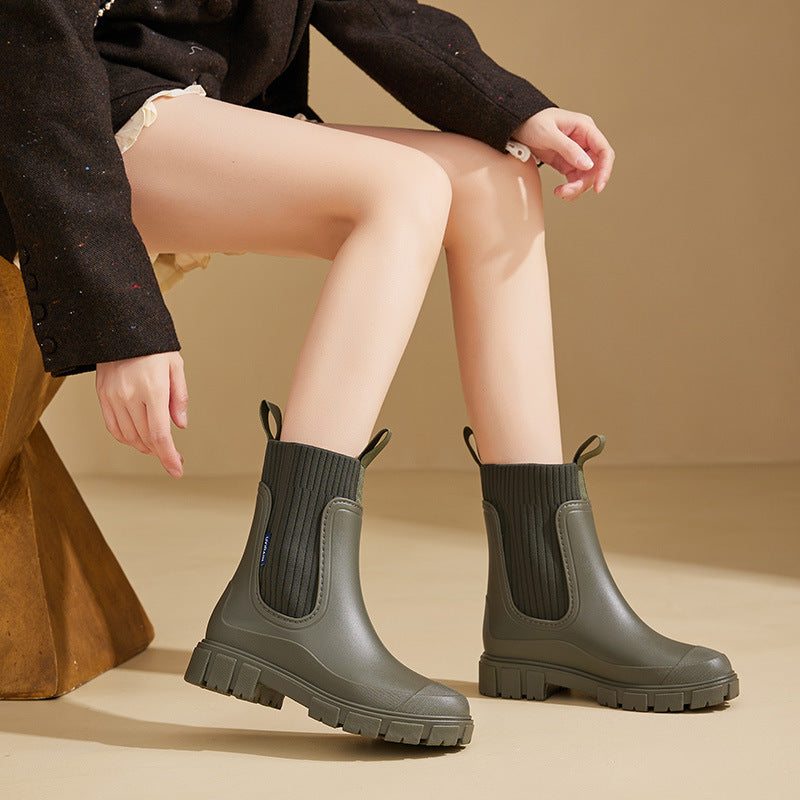 Kacob | Women's Pull-On Wellington Boots – Rain Boots with Grip Sole
