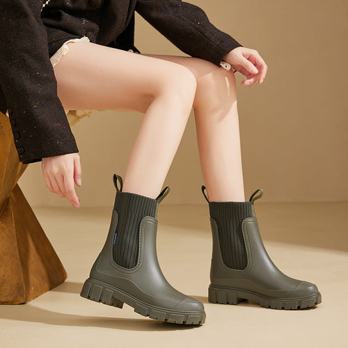 Kacob | Women's Pull-On Wellington Boots – Rain Boots with Grip Sole