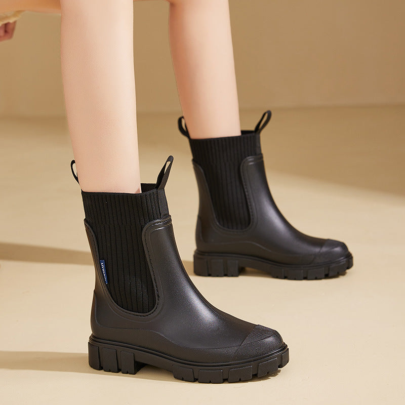 Kacob | Women's Pull-On Wellington Boots – Rain Boots with Grip Sole