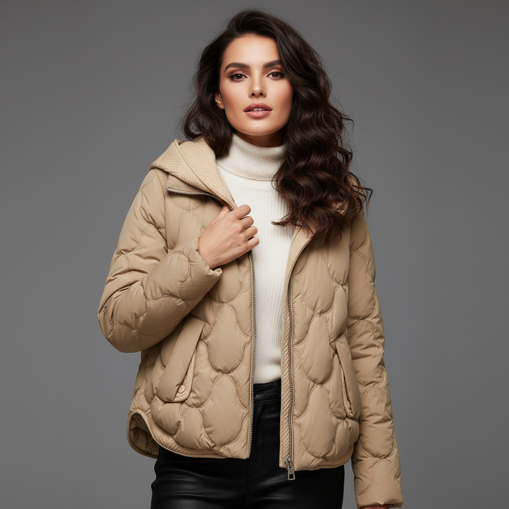 Kacob | Women's Quilted Hooded Jacket – Short Padded Winter Jacket
