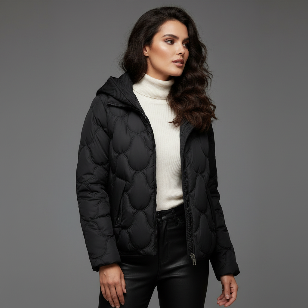 Kacob | Women's Quilted Hooded Jacket – Short Padded Winter Jacket