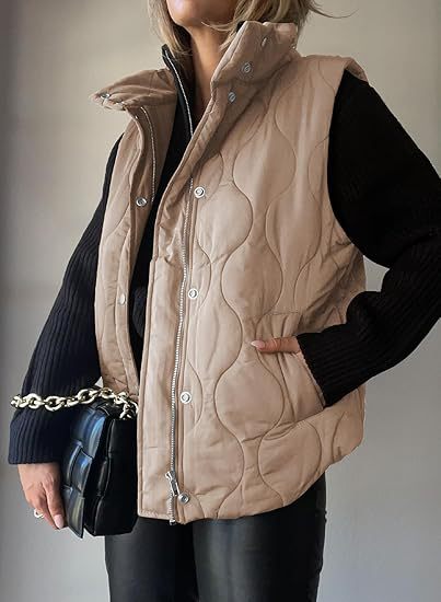 Kacob | Women's Quilted Jacket with Rib Knit Sleeves – Stand Collar Padded Jacket