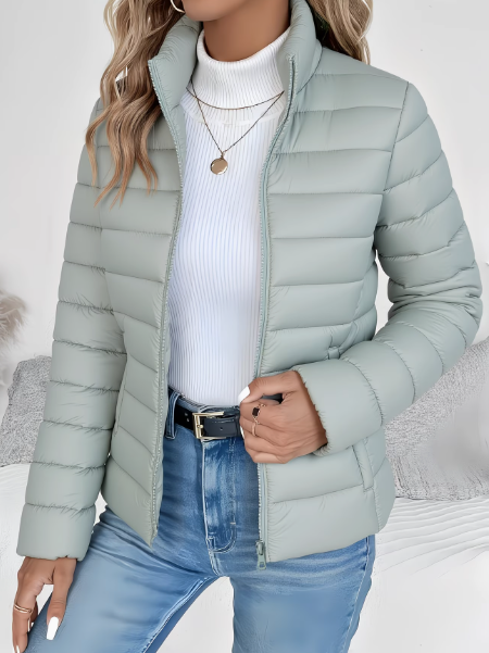 Kacob | Women's Quilted Puffer Jacket – Short Stand Collar Padded Jacket