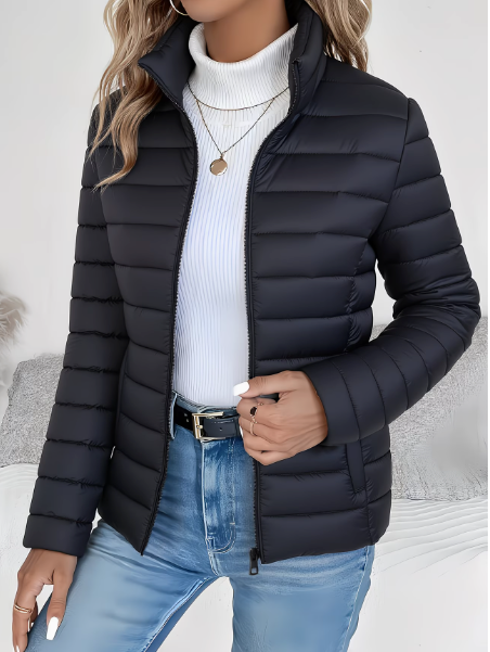 Kacob | Women's Quilted Puffer Jacket – Short Stand Collar Padded Jacket