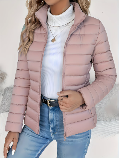 Kacob | Women's Quilted Puffer Jacket – Short Stand Collar Padded Jacket