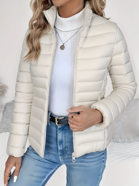 Kacob | Women's Quilted Puffer Jacket – Short Stand Collar Padded Jacket