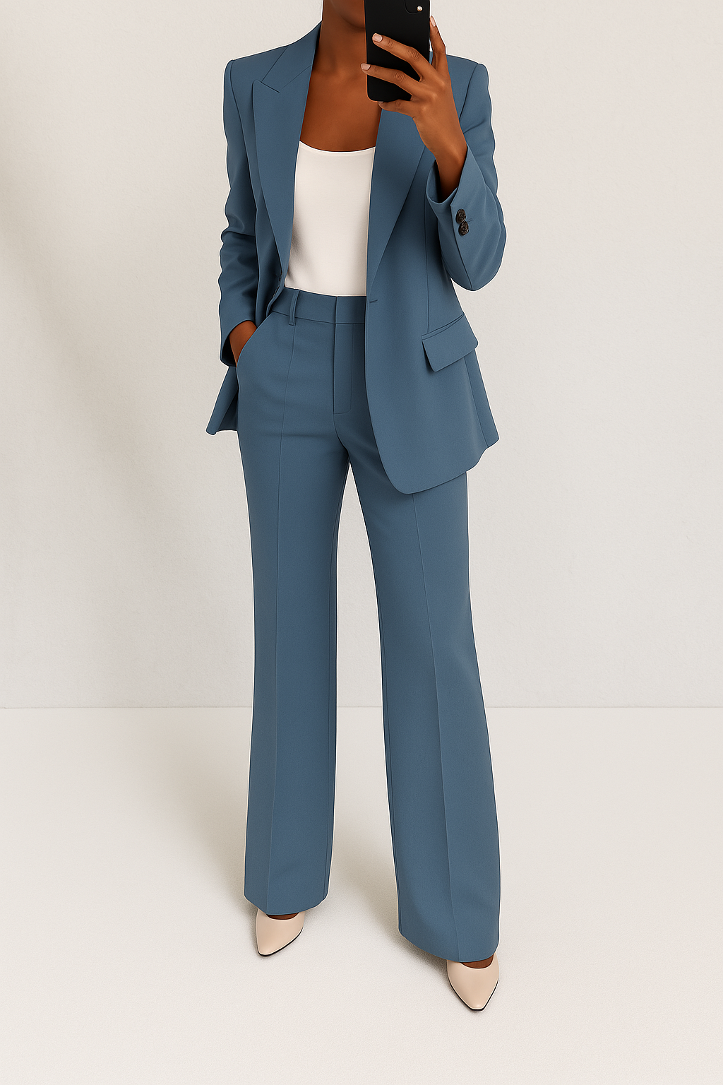 Kacob | Women's Relaxed Blazer and Wide Leg Trousers Suit Set