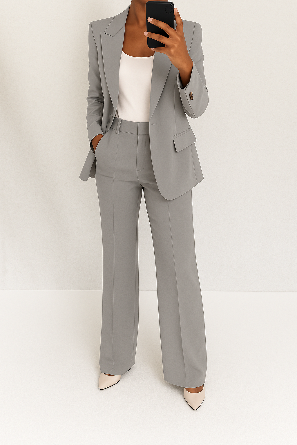 Kacob | Women's Relaxed Blazer and Wide Leg Trousers Suit Set