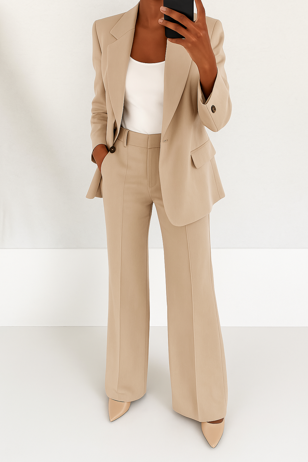 Kacob | Women's Relaxed Blazer and Wide Leg Trousers Suit Set