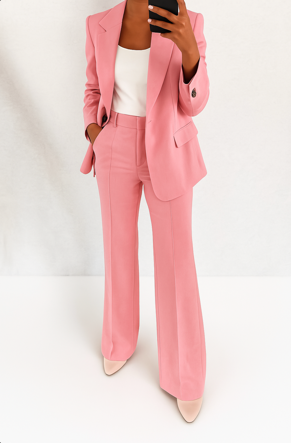 Kacob | Women's Relaxed Blazer and Wide Leg Trousers Suit Set