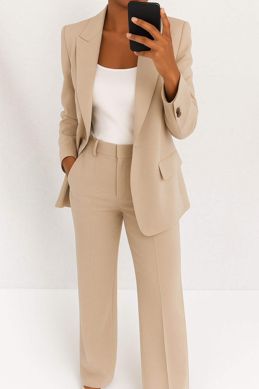 Kacob | Women's Relaxed Blazer and Wide Leg Trousers Suit Set
