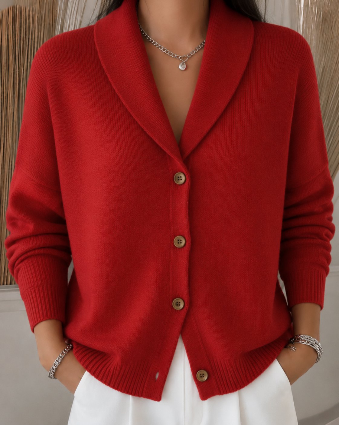 Women's Relaxed Fit Button Up Collared Knit Cardigan – Fine Knit Polo Collar Layer
