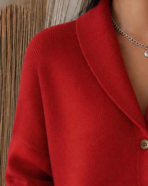 Women's Relaxed Fit Button Up Collared Knit Cardigan – Fine Knit Polo Collar Layer