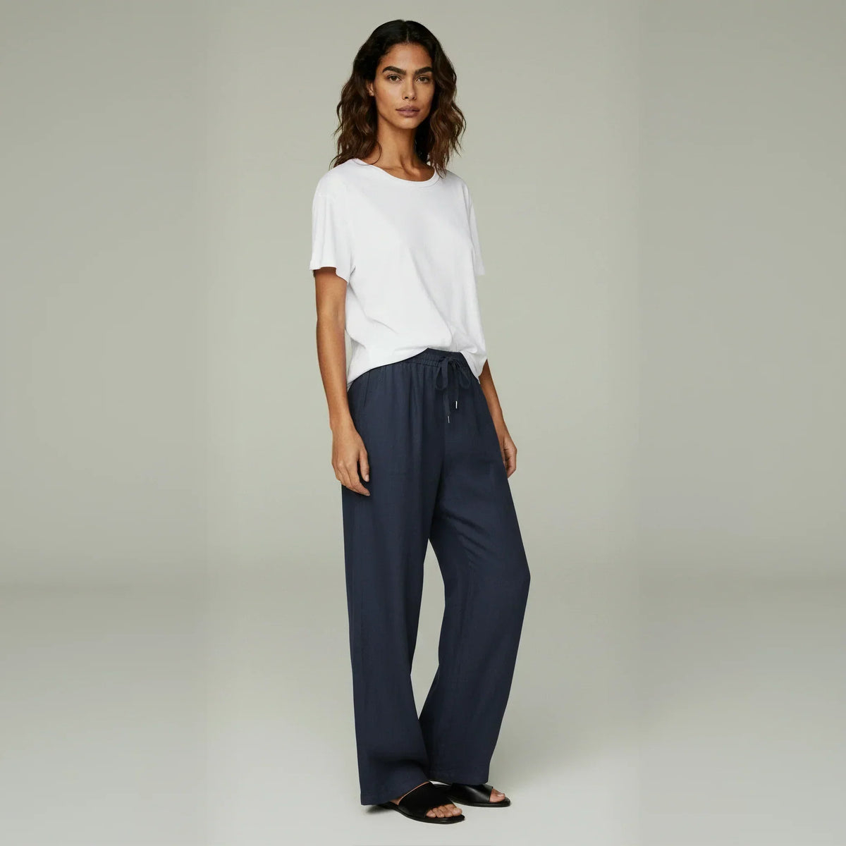 Kacob | Women's Relaxed Wide Leg Trousers – Elasticated Waist Pull On Trousers