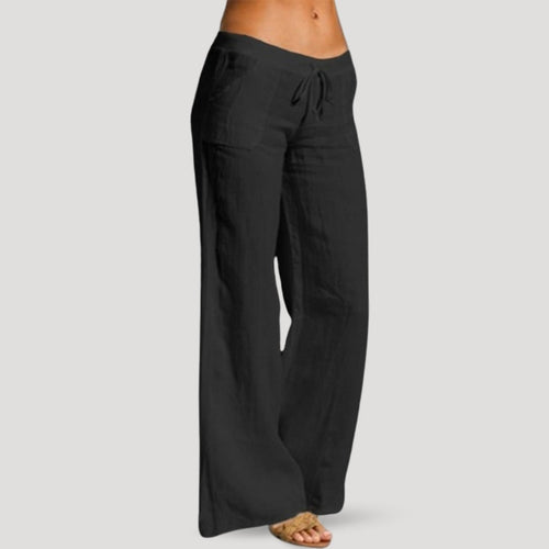 Kacob | Women's Relaxed Wide Leg Trousers – Elasticated Waist Pull On Trousers