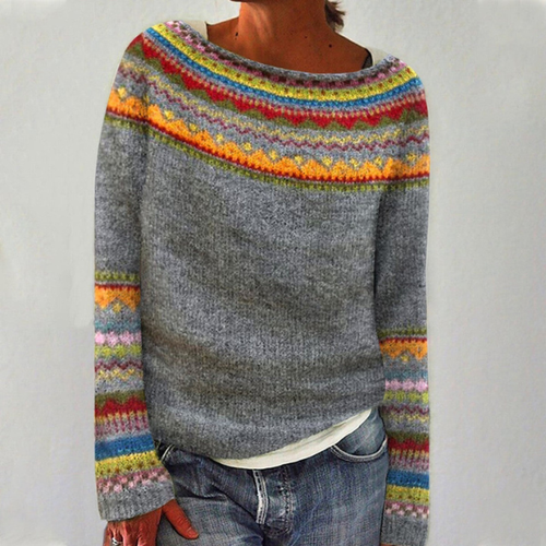 Kacob | Women's Retro Knitted Jumper – Vintage-Inspired Ladies Jumper